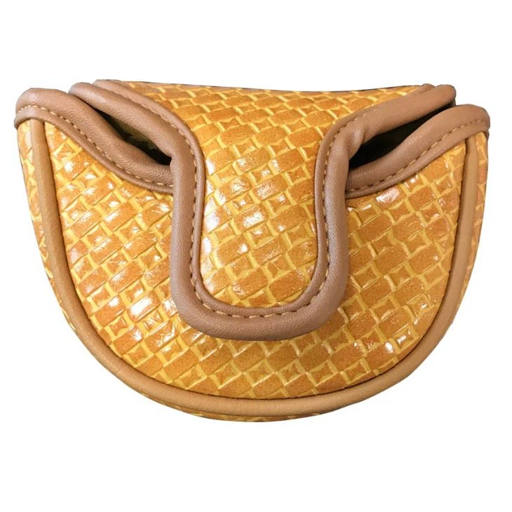 Yellow Color Woven Material PU Factory Made Golf Headcover