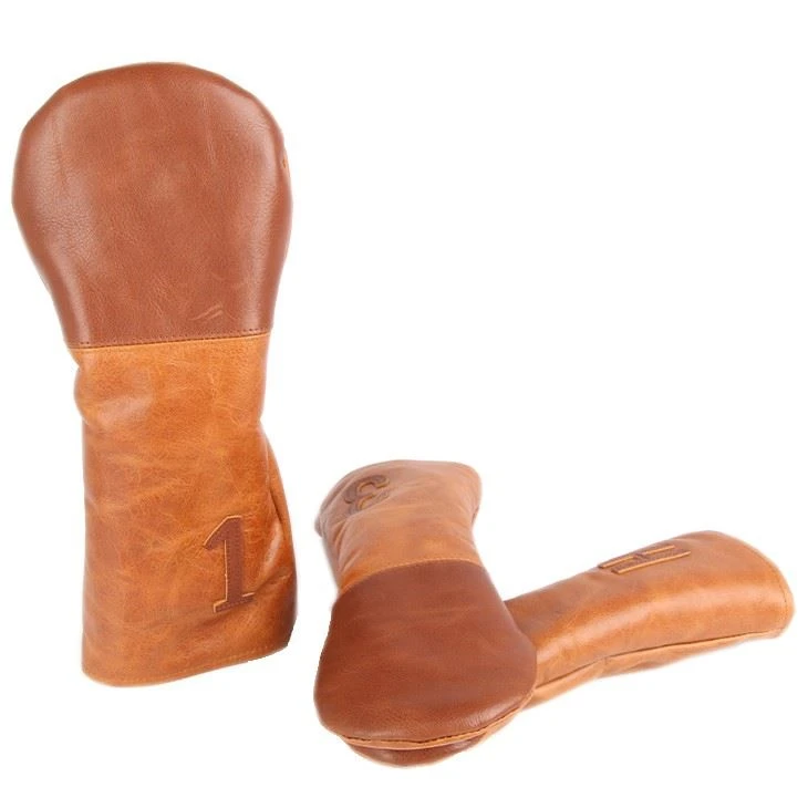 Leather Golf Club Head Covers - 3 Pack Set